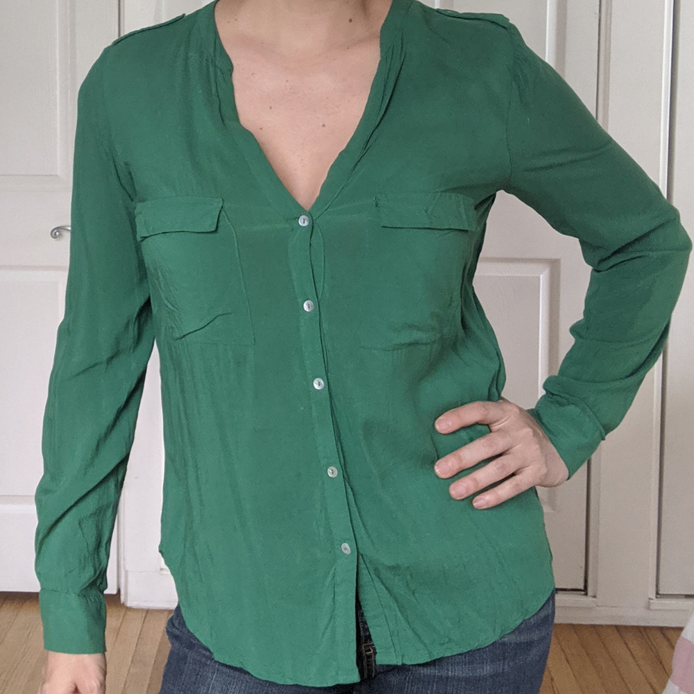 Green Zara blouse